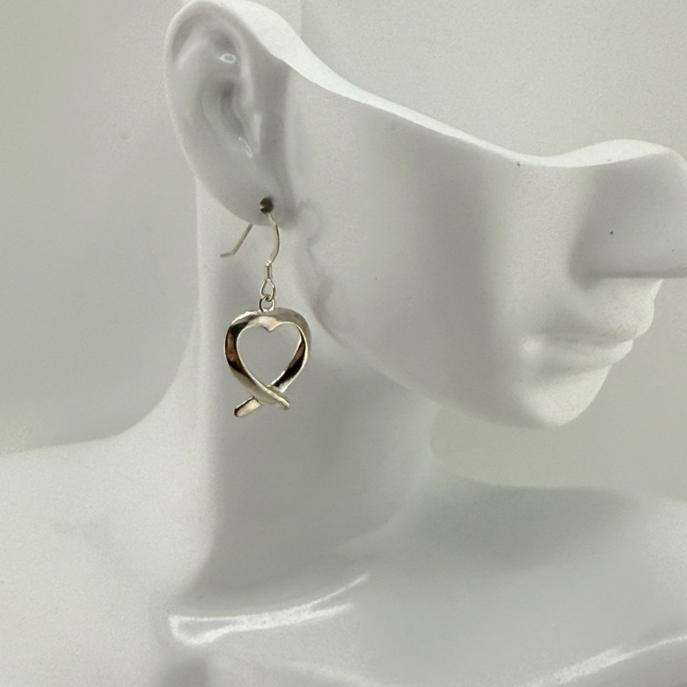 Silver Heart Drop Earrings